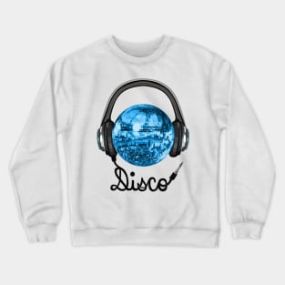 Blue Disco Ball Music Headphones Crewneck Sweatshirt